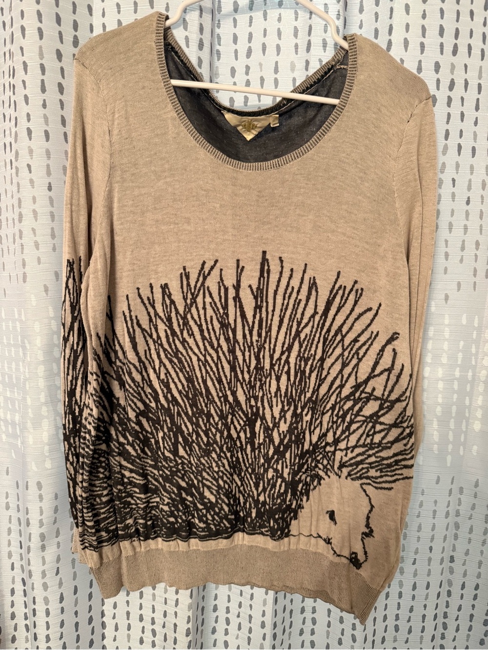 Anthropologie HWR Beige Porcupine Graphic Sweater - Women